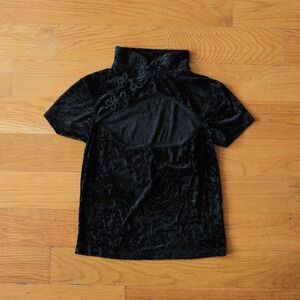 Current Mood Mock Neck Top Women Black Burnout Velvet Cutout Goth Small S
